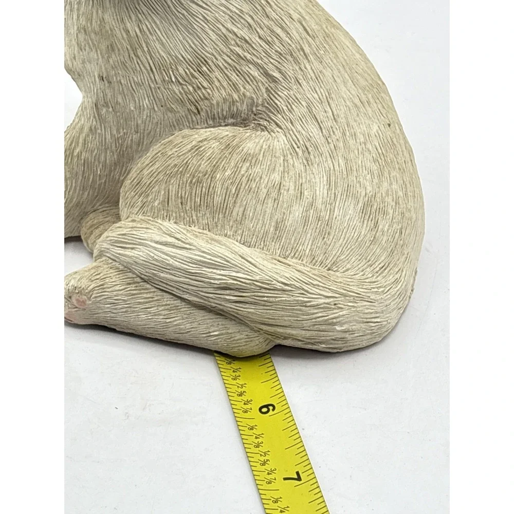 Vtg 1984 Sandicast Sitting Kitten Figurine White Blue Eyes Brue Cat Decor